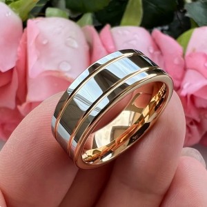 Trouwringen Wolfraam - Gwen - Zilver en Rosé goud
