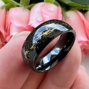 Trouwringen wolfraam - Kyann - Goud en zwart