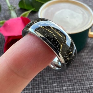 Trouwringen wolfraam - Kyann - Goud, zwart en zilver