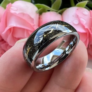 Trouwringen wolfraam - Kyann - Goud, zwart en zilver