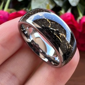 Trouwringen wolfraam - Kyann - Goud, zwart en zilver