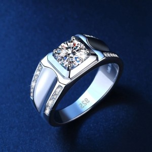 Mannen ring met Moissanite Diamant