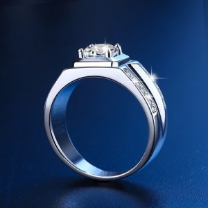Mannen ring met Moissanite Diamant