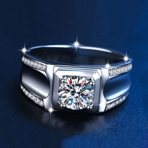 Mannen ring met Moissanite Diamant