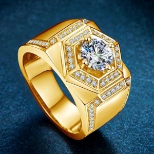Mannen ring met Moissanite Diamant