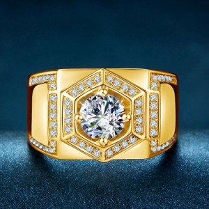 Mannen ring met Moissanite Diamant