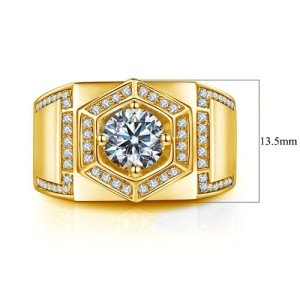 Mannen ring met Moissanite Diamant