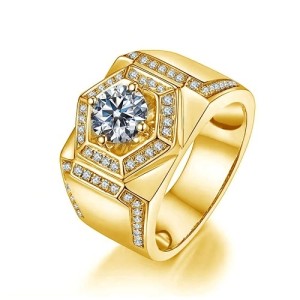 Mannen ring met Moissanite Diamant