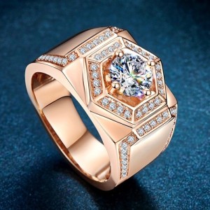 Mannen ring met Moissanite Diamant