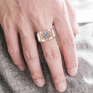 Mannen ring met Moissanite Diamant