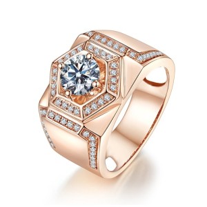 Mannen ring met Moissanite Diamant