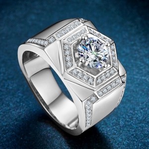 Mannen ring met Moissanite Diamant