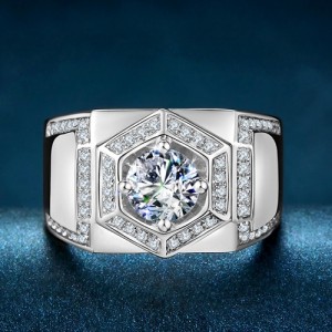 Mannen ring met Moissanite Diamant