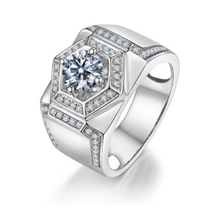 Mannen ring met Moissanite Diamant