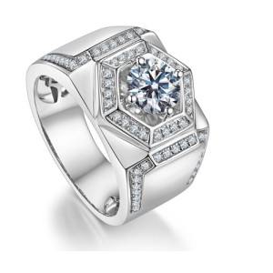 Mannen ring met Moissanite Diamant