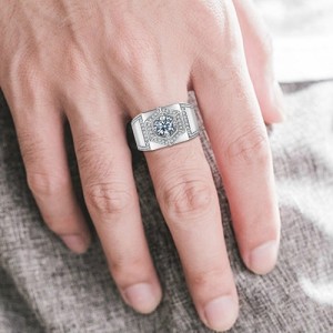 Mannen ring met Moissanite Diamant