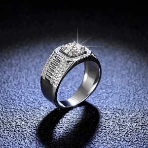 Mannen ring met Moissanite Diamant
