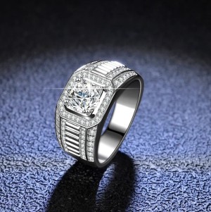 Mannen ring met Moissanite Diamant