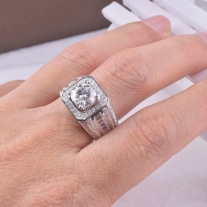 Mannen ring met Moissanite Diamant