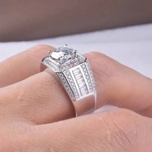 Mannen ring met Moissanite Diamant