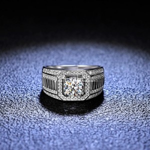 Mannen ring met Moissanite Diamant