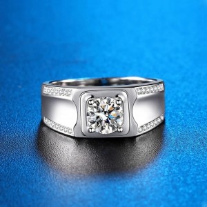 Mannen ring met Moissanite Diamant