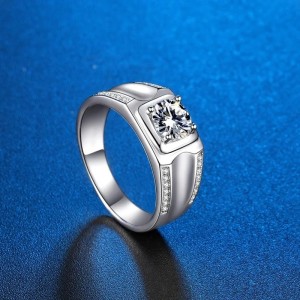 Mannen ring met Moissanite Diamant