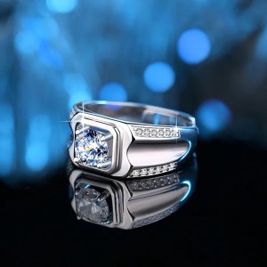 Mannen ring met Moissanite Diamant