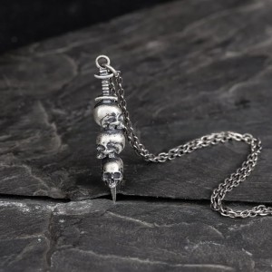 Skull mes hanger - 925 Zilver