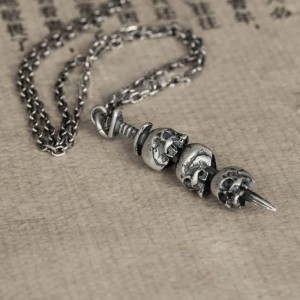 Skull mes hanger - 925 Zilver